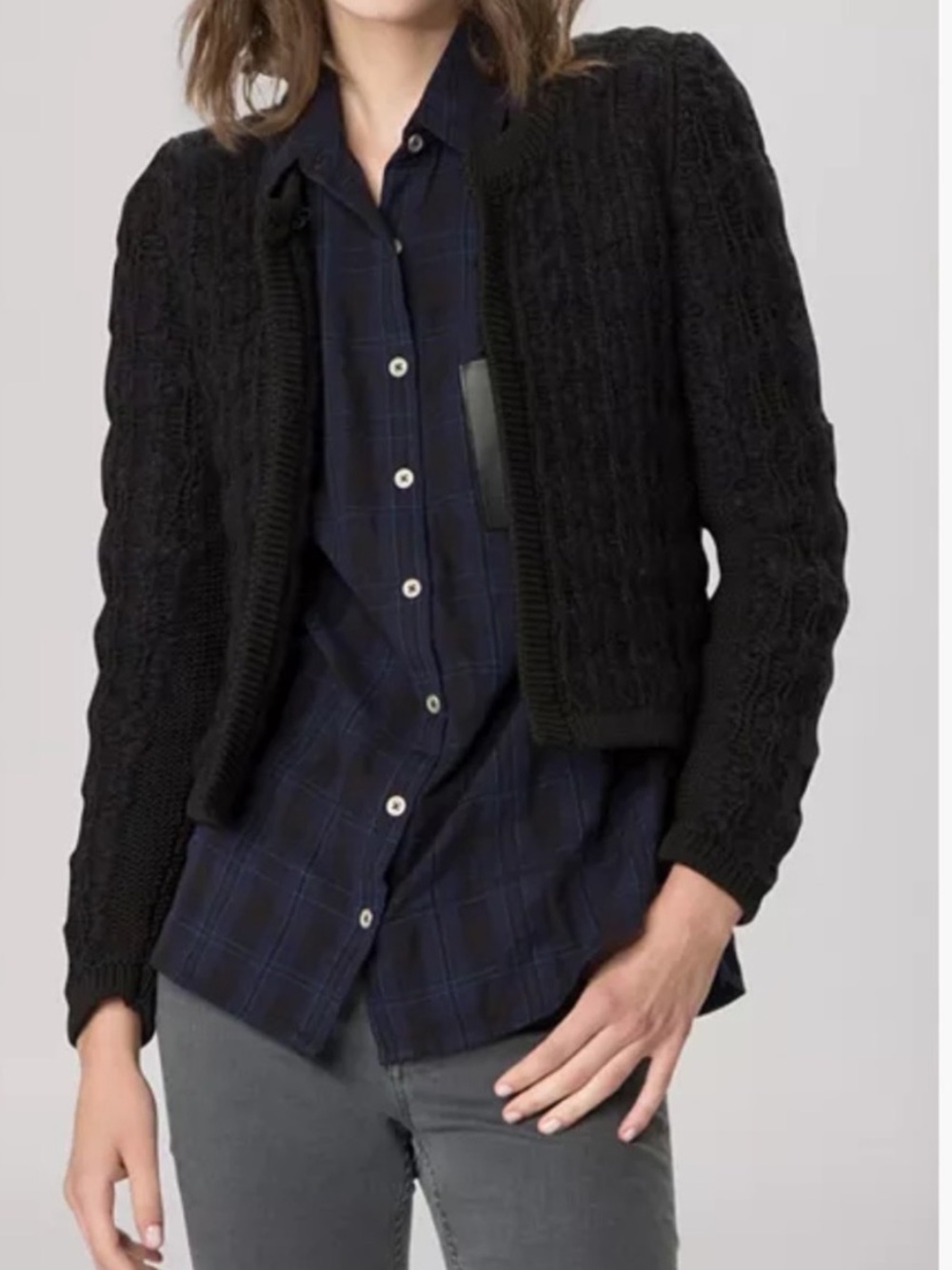 Maje Garcon Cable Knit Crop Cardigan Jacket